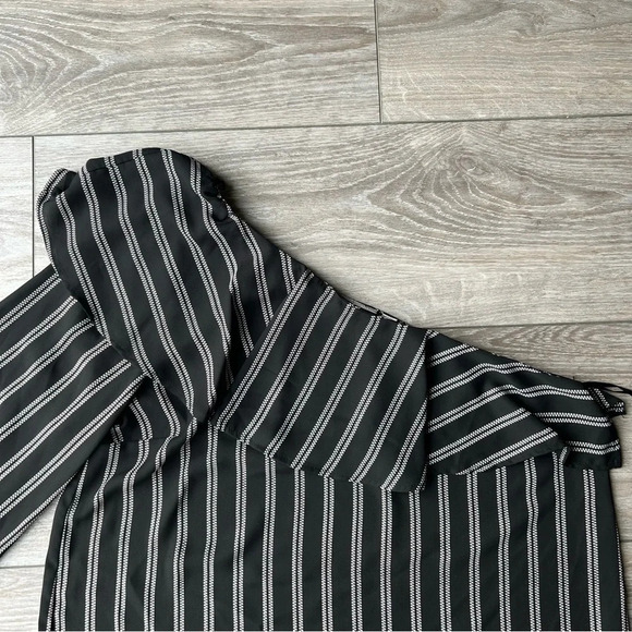 Halogen Pin Stripe One Shoulder Chiffon Blouse - Picture 14 of 14